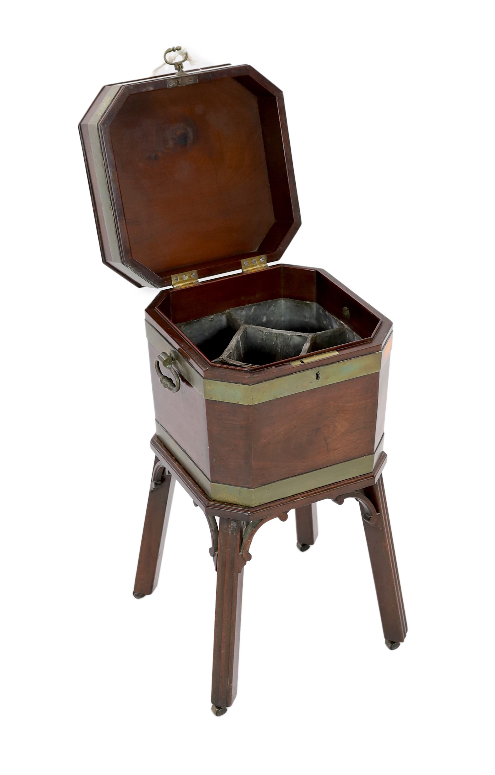 A George III brass bound mahogany cellaret, width 39cm depth 38cm height 70cm